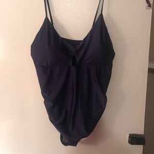 CUPSHE One piece plus size navy swim suit